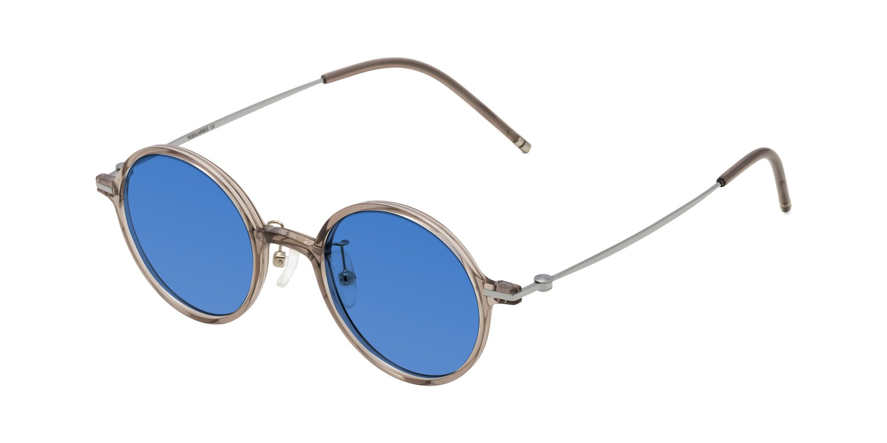 Angle of Cicero in Earl Gray with Blue Tinted Lenses