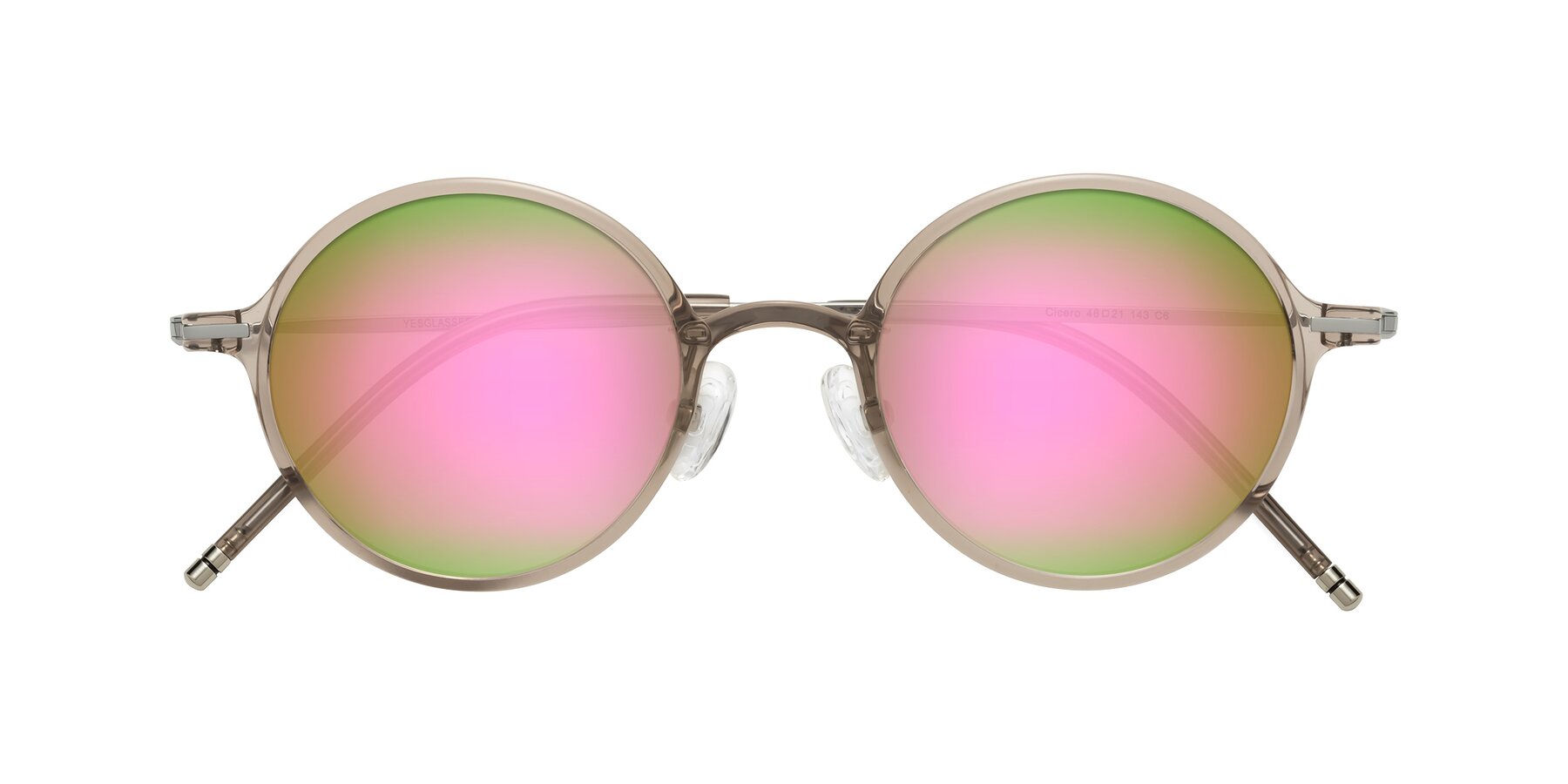 Folded Front of Cicero in Earl Gray with Pink Mirrored Lenses