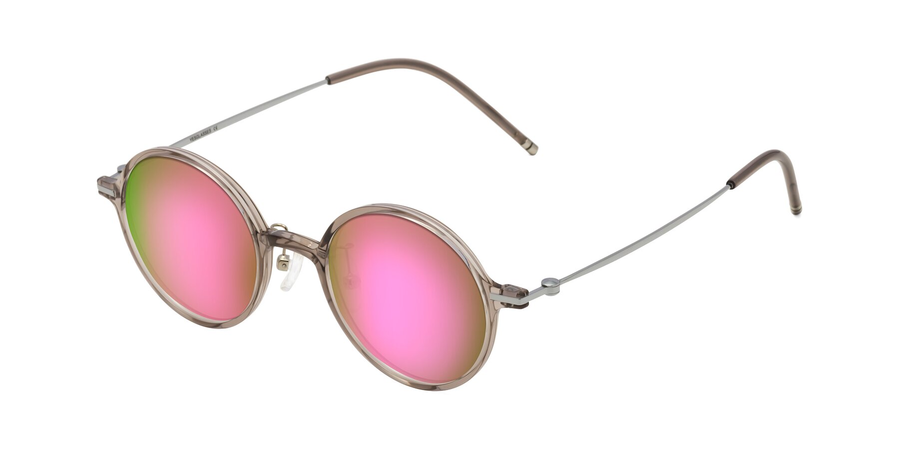 Angle of Cicero in Earl Gray with Pink Mirrored Lenses