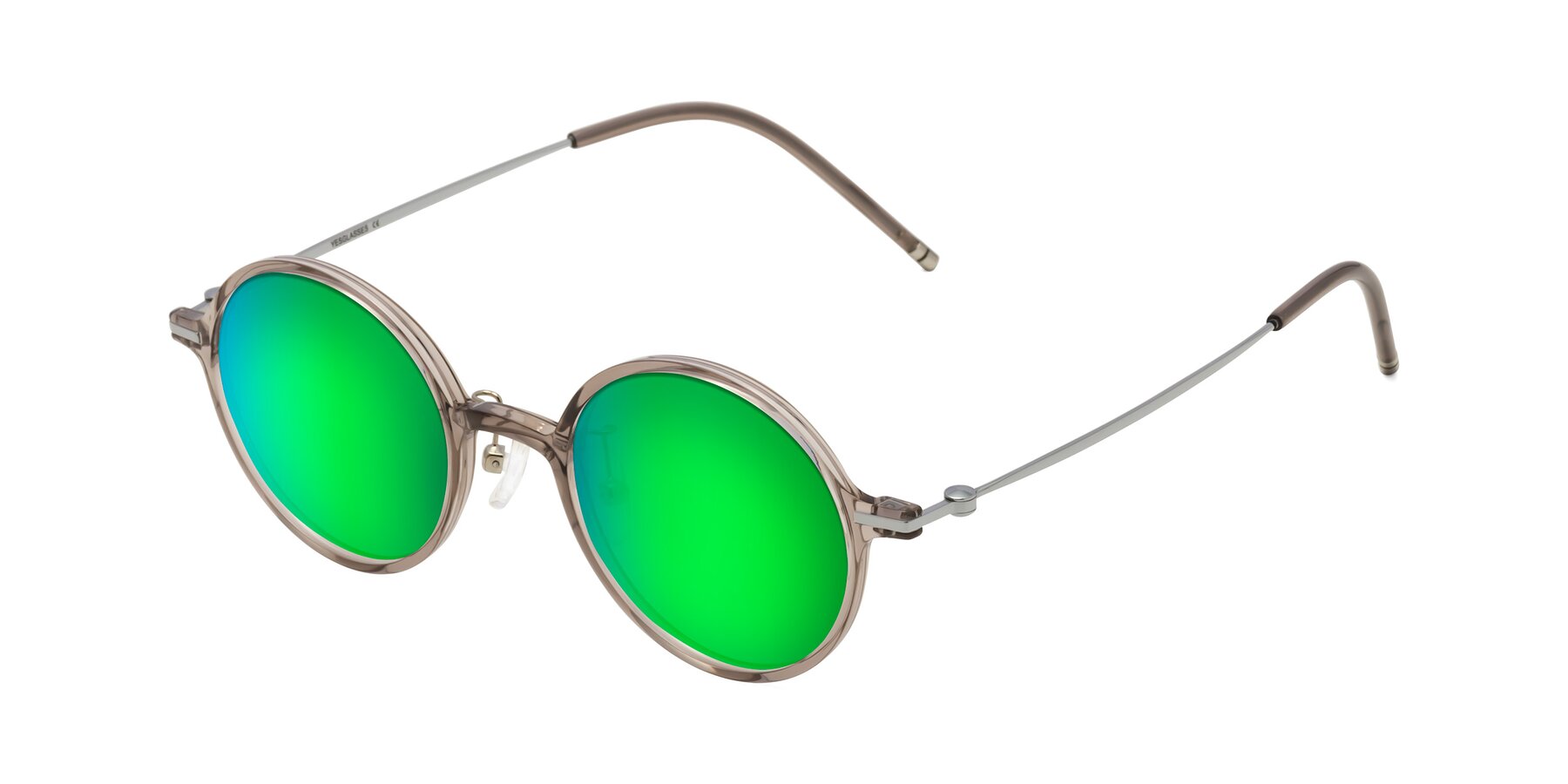 Angle of Cicero in Earl Gray with Green Mirrored Lenses