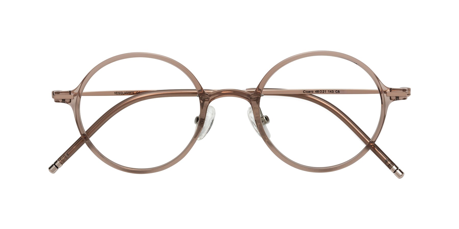 Folded Front of Cicero in Faded Rose with Clear Eyeglass Lenses