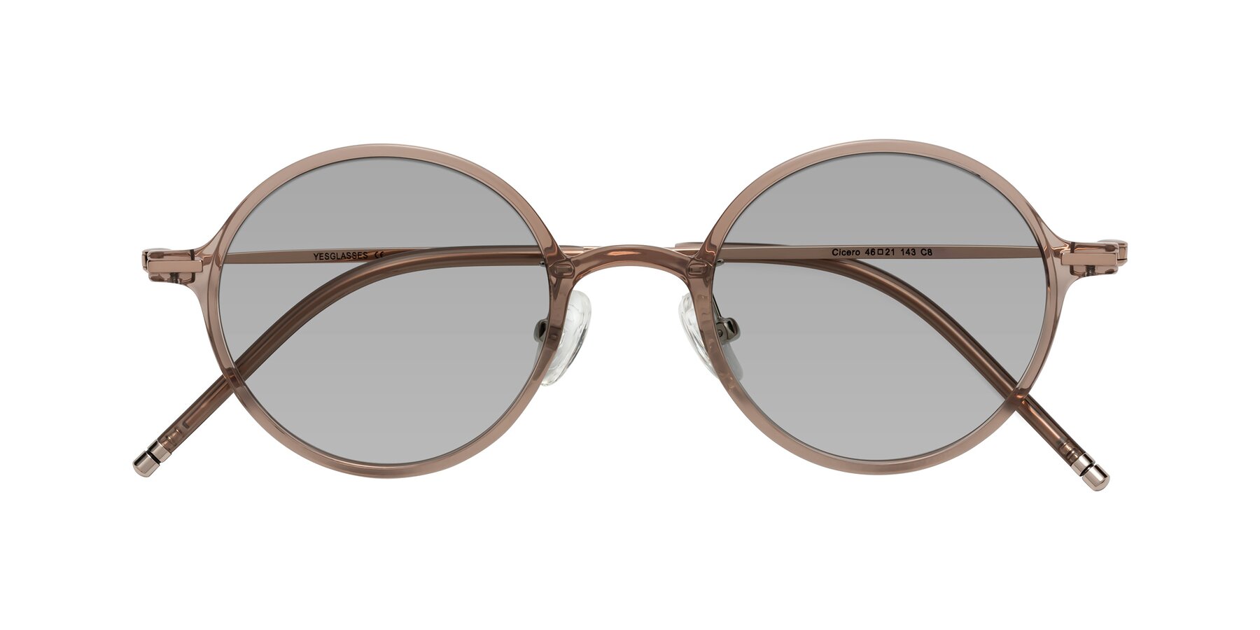 Folded Front of Cicero in Faded Rose with Light Gray Tinted Lenses