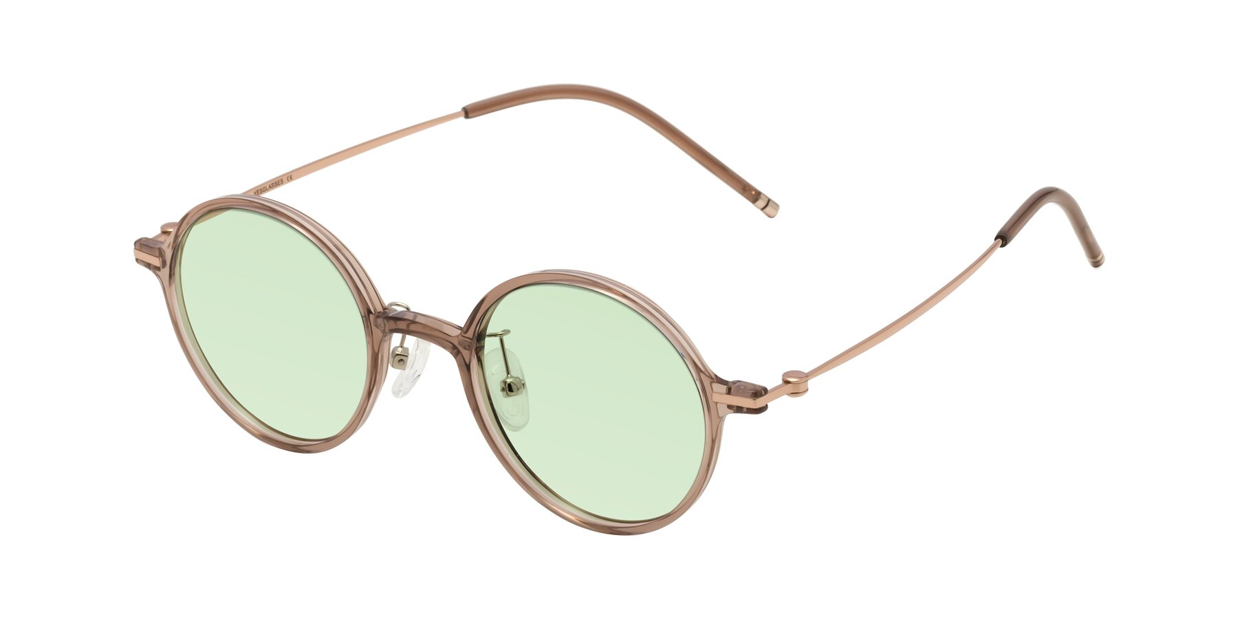 Angle of Cicero in Faded Rose with Light Green Tinted Lenses