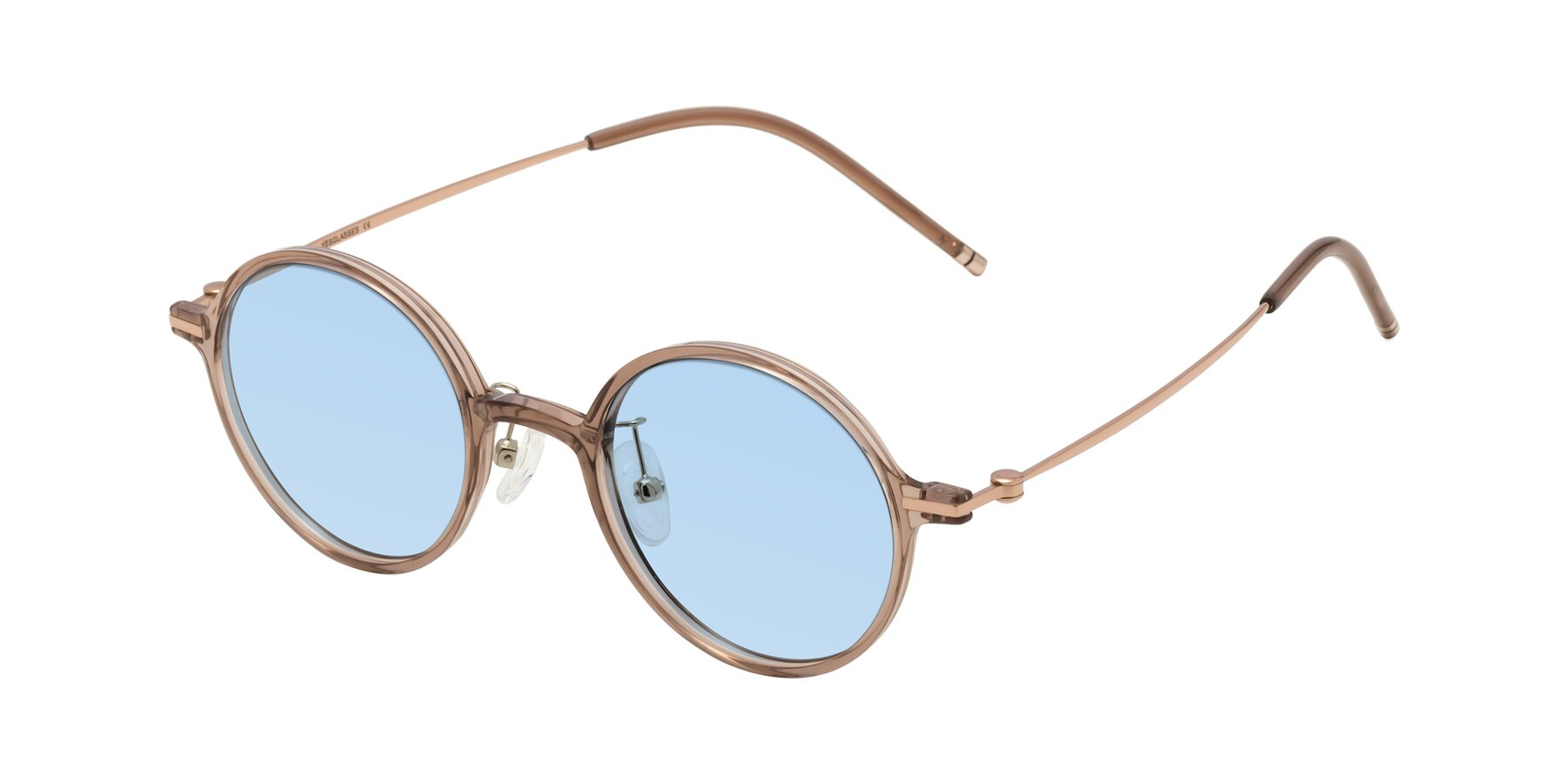 Angle of Cicero in Faded Rose with Light Blue Tinted Lenses