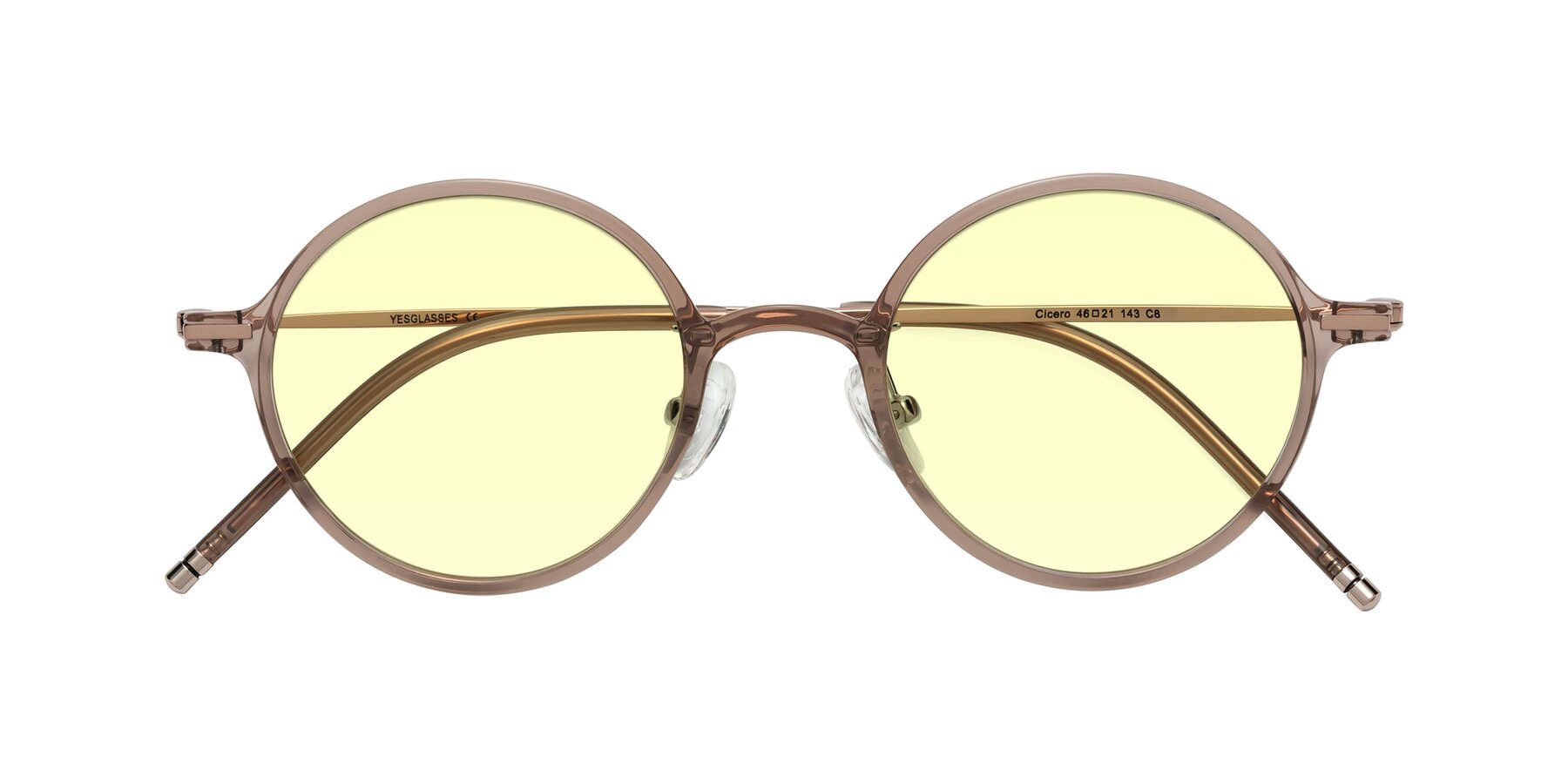 Folded Front of Cicero in Faded Rose with Light Yellow Tinted Lenses