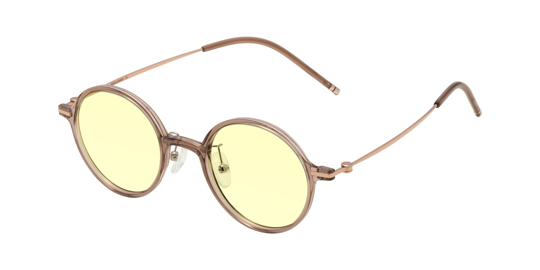 Angle of Cicero in Faded Rose with Light Yellow Tinted Lenses