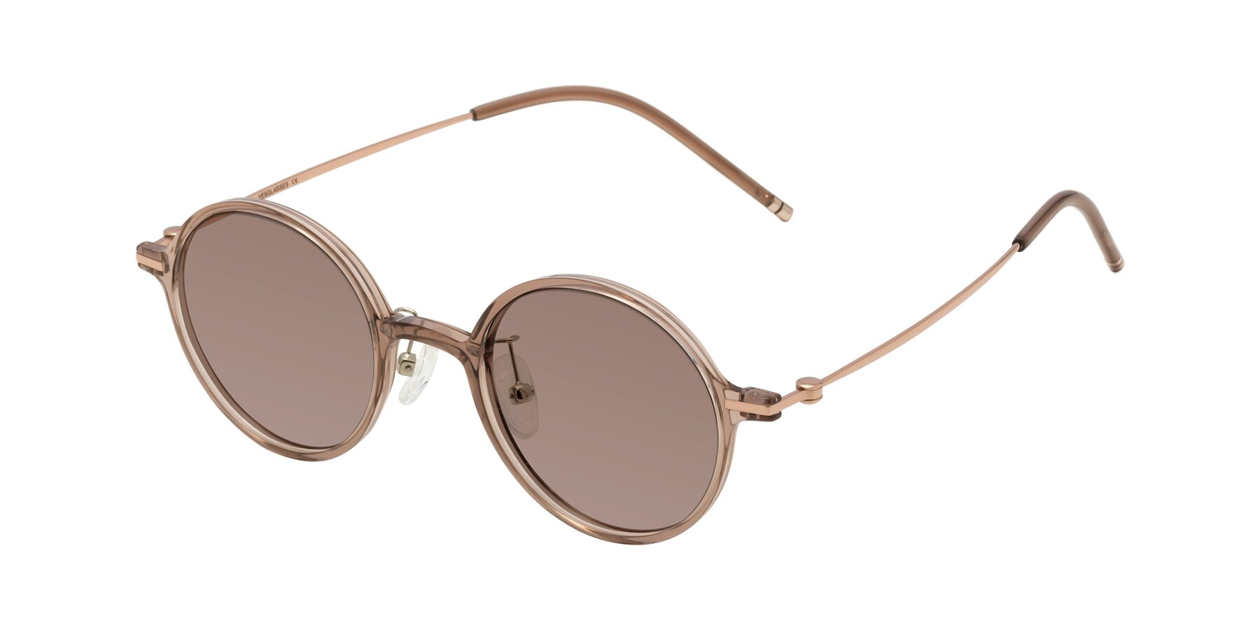 Angle of Cicero in Faded Rose with Medium Brown Tinted Lenses