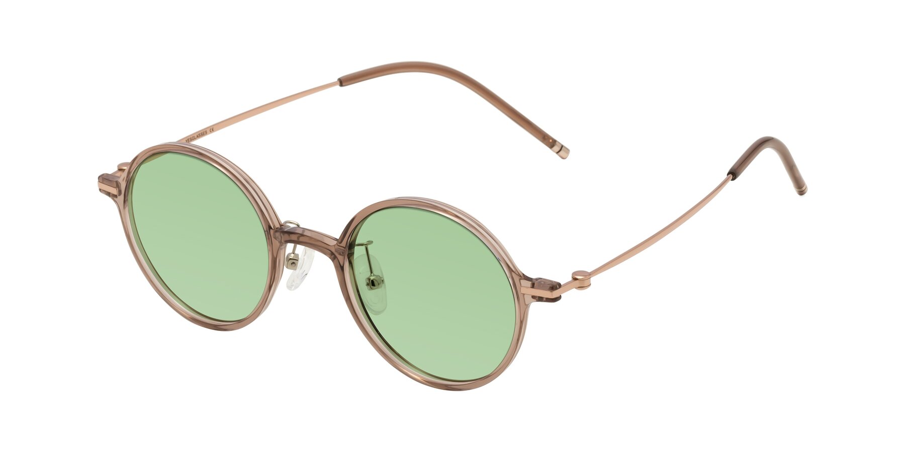 Angle of Cicero in Faded Rose with Medium Green Tinted Lenses