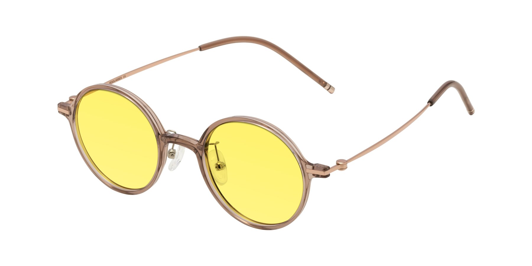 Angle of Cicero in Faded Rose with Medium Yellow Tinted Lenses