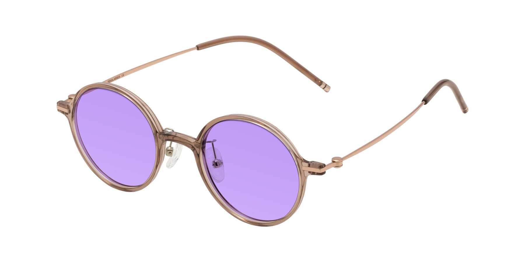 Angle of Cicero in Faded Rose with Medium Purple Tinted Lenses