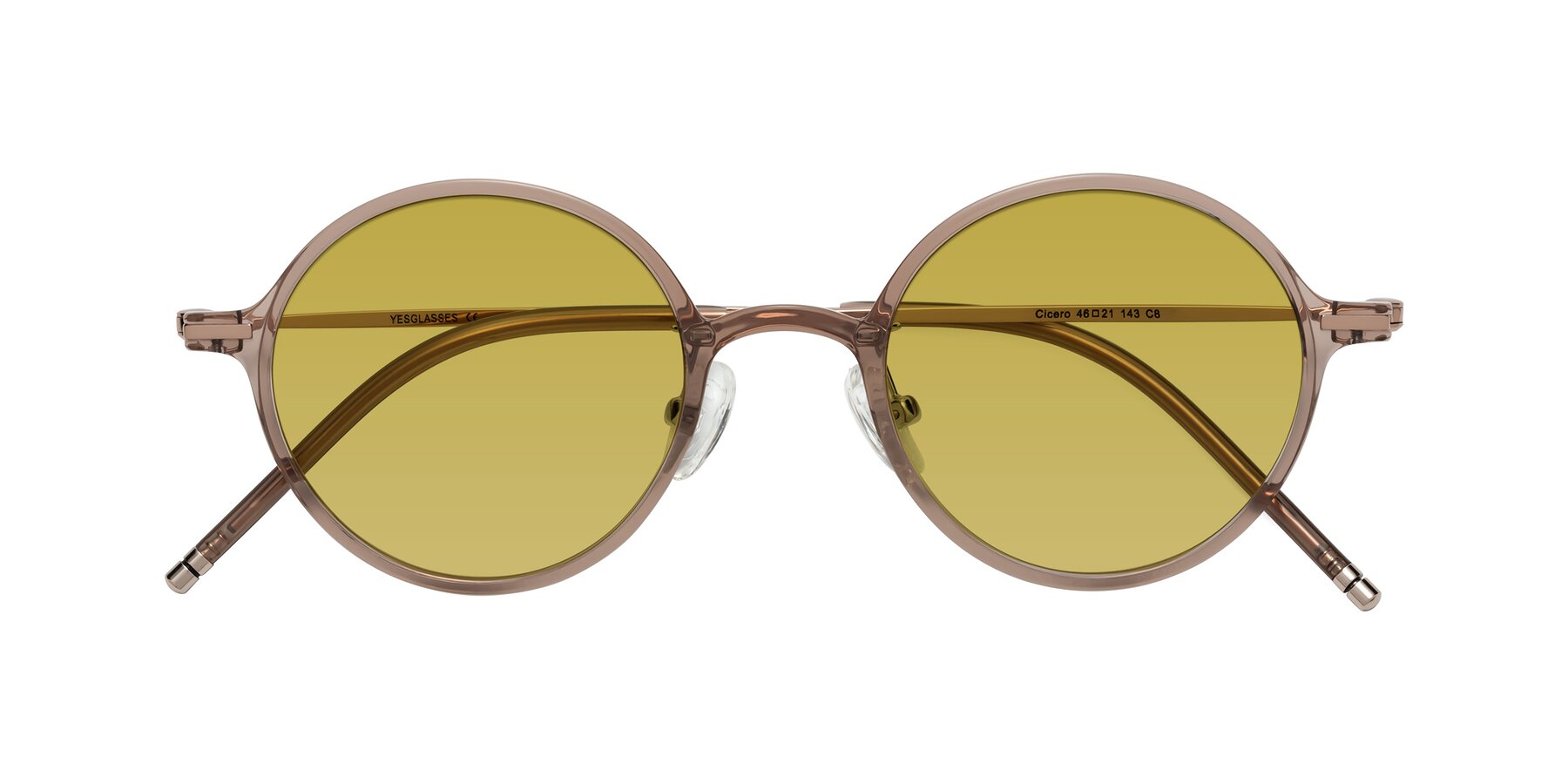 Folded Front of Cicero in Faded Rose with Champagne Tinted Lenses