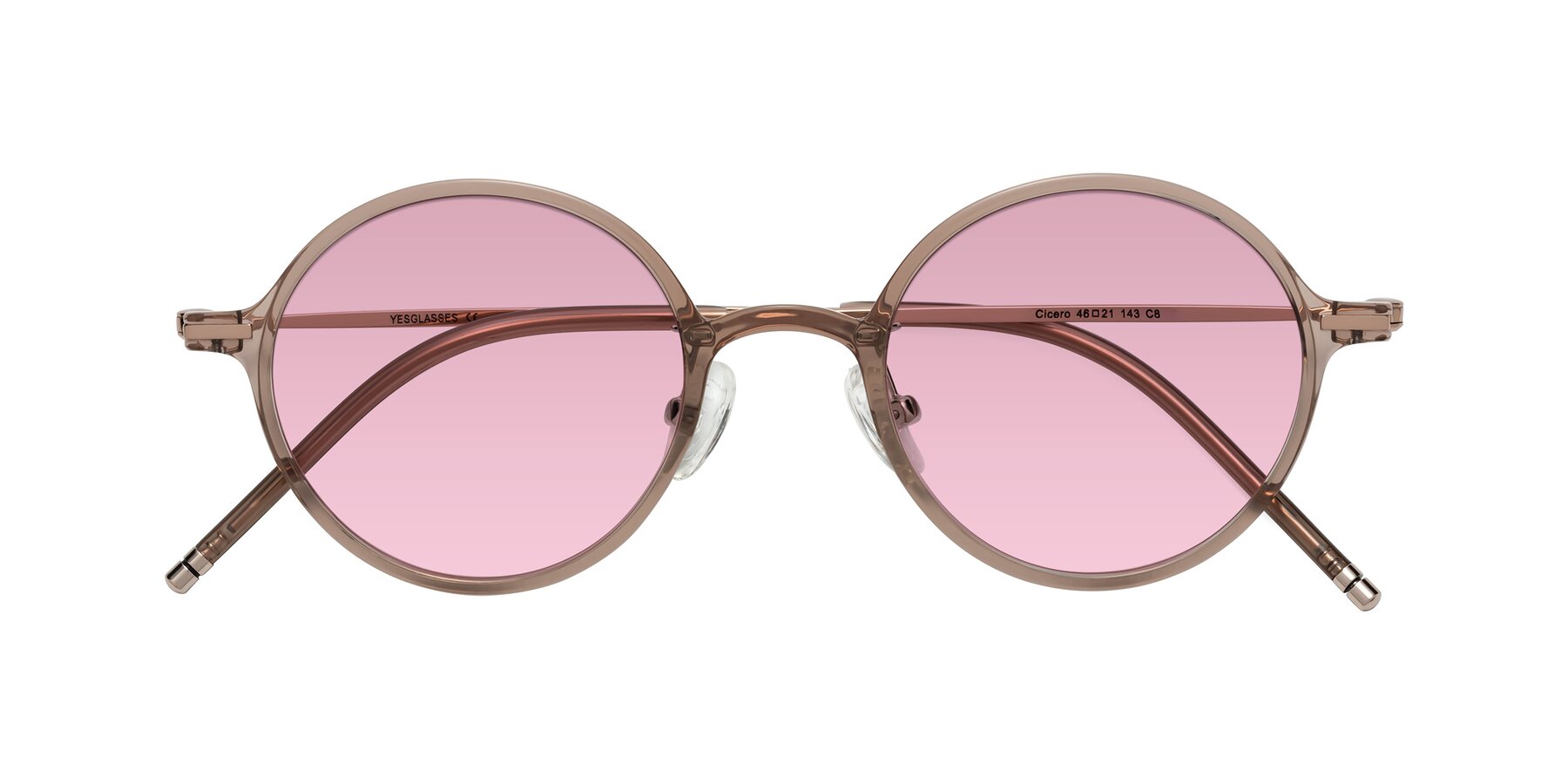 Folded Front of Cicero in Faded Rose with Light Wine Tinted Lenses