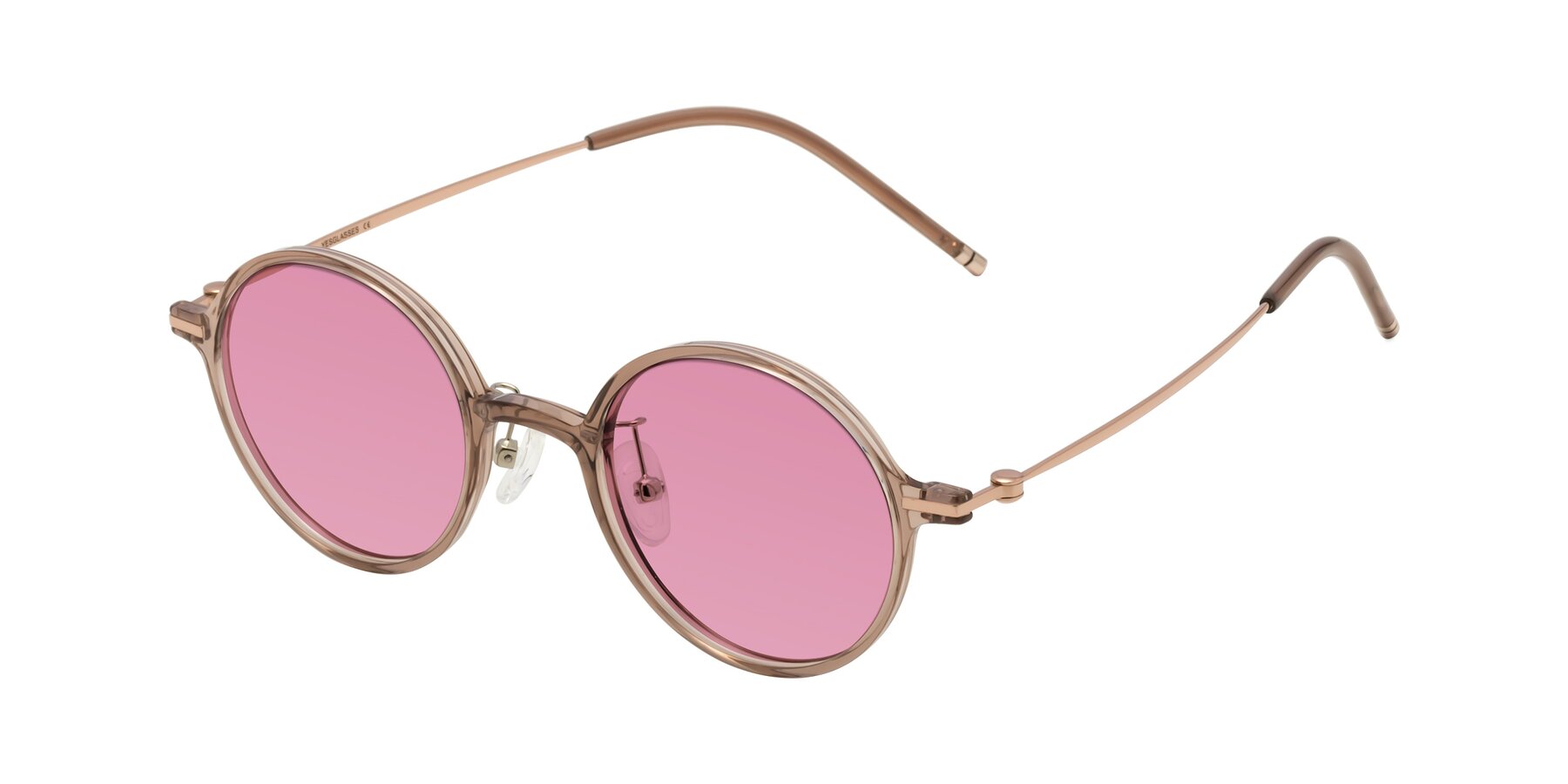 Angle of Cicero in Faded Rose with Medium Wine Tinted Lenses