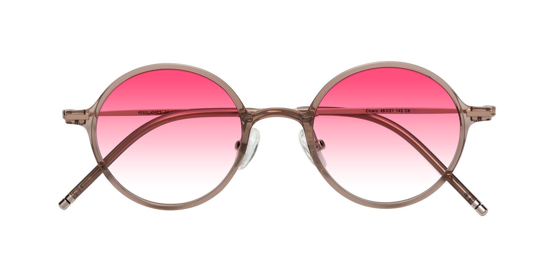 Folded Front of Cicero in Faded Rose with Pink Gradient Lenses