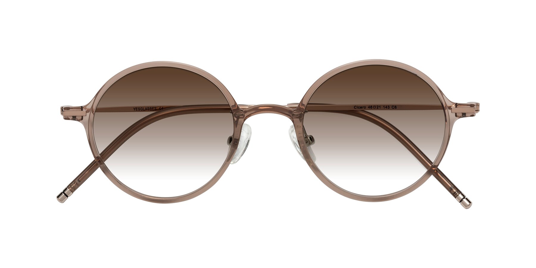 Folded Front of Cicero in Faded Rose with Brown Gradient Lenses