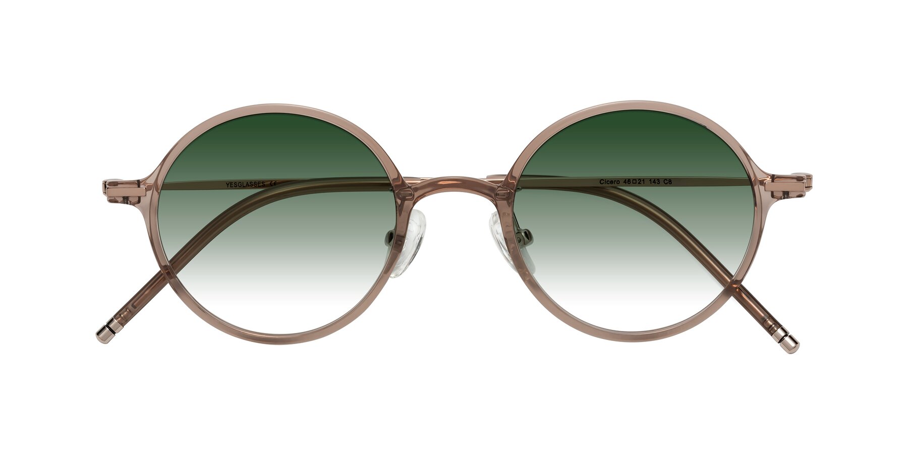 Folded Front of Cicero in Faded Rose with Green Gradient Lenses