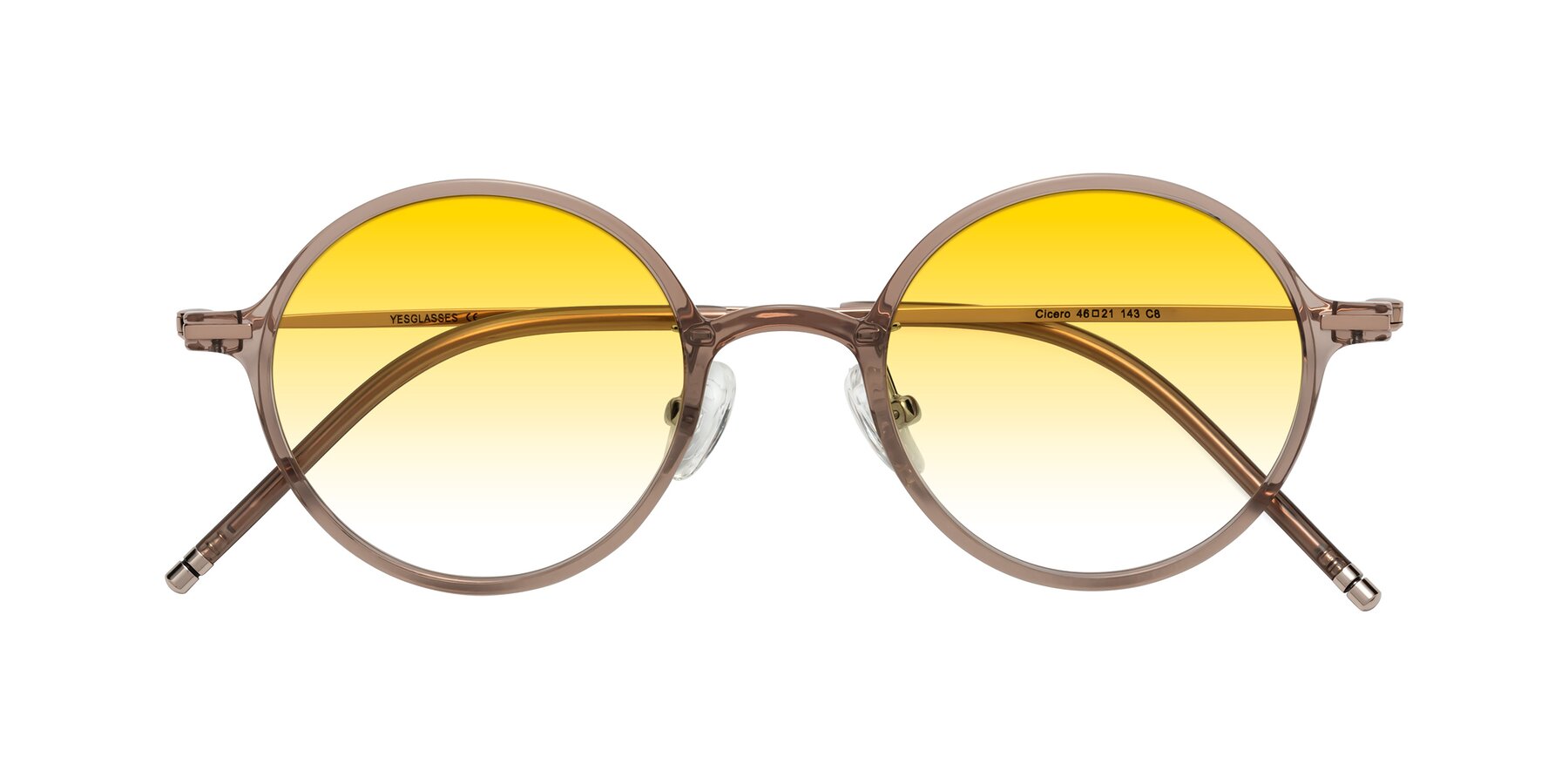 Folded Front of Cicero in Faded Rose with Yellow Gradient Lenses