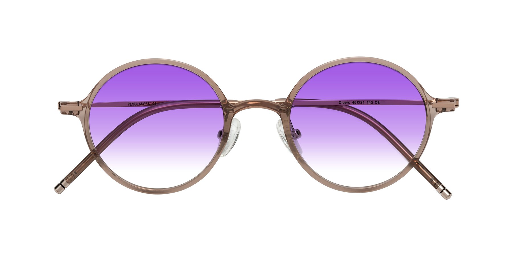 Folded Front of Cicero in Faded Rose with Purple Gradient Lenses