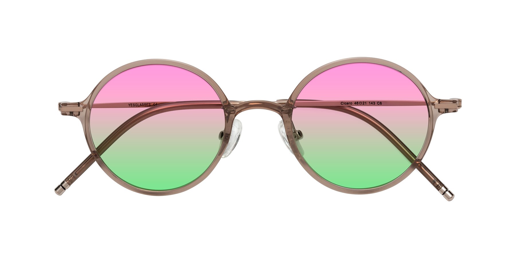 Folded Front of Cicero in Faded Rose with Pink / Green Gradient Lenses