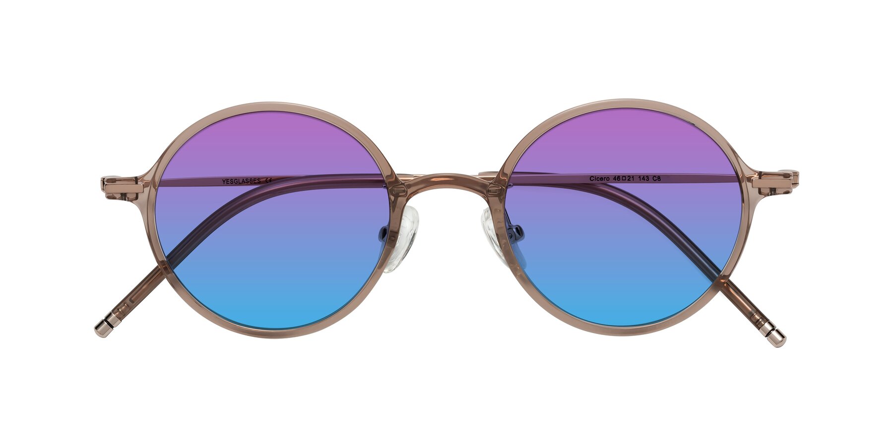 Folded Front of Cicero in Faded Rose with Purple / Blue Gradient Lenses