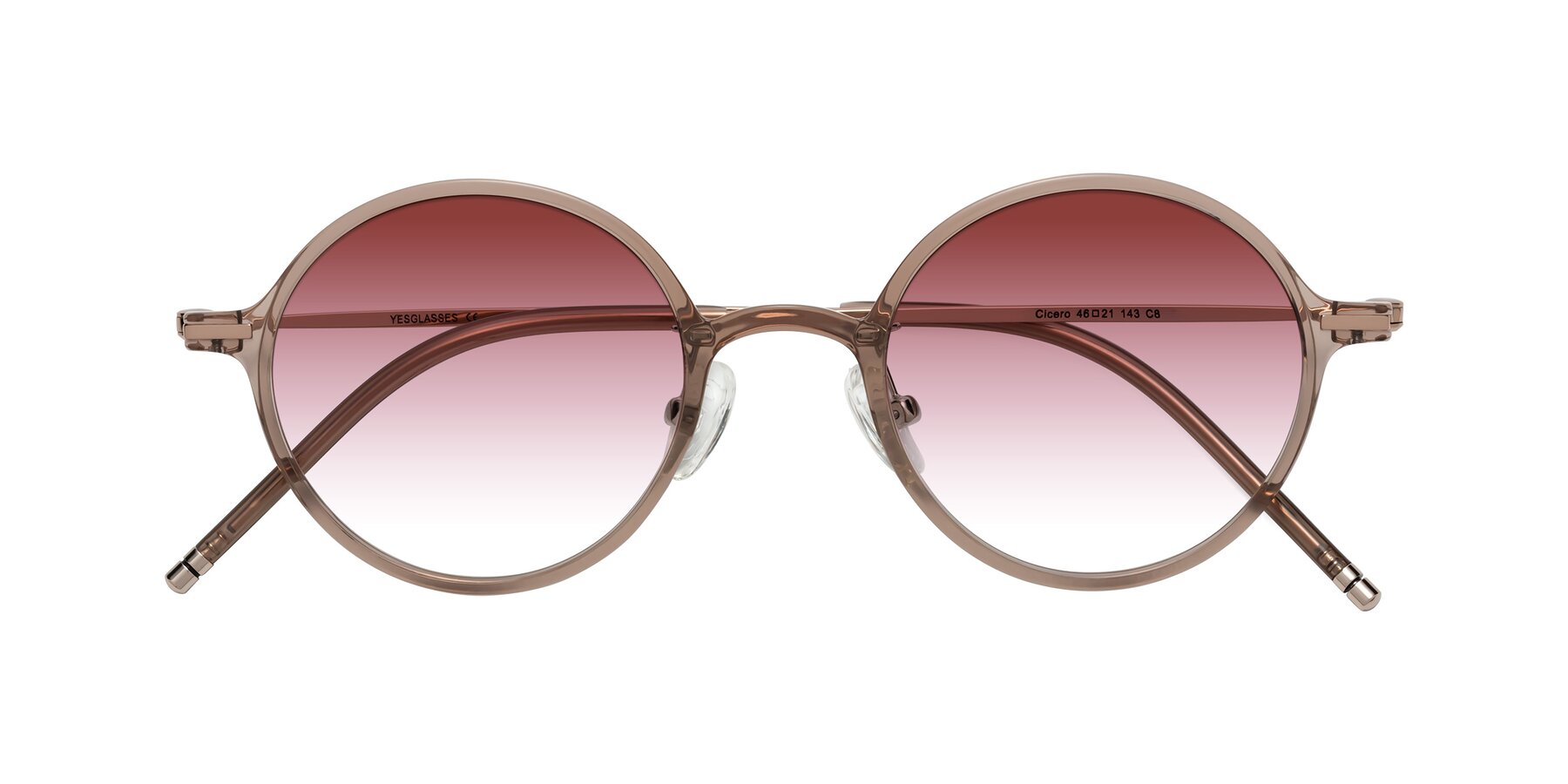 Folded Front of Cicero in Faded Rose with Garnet Gradient Lenses