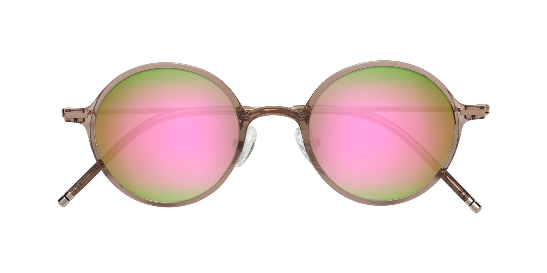 Folded Front of Cicero in Faded Rose with Pink Mirrored Lenses