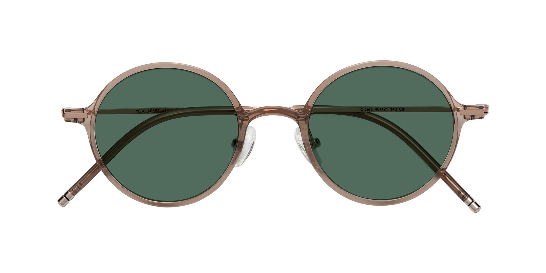 Folded Front of Cicero in Faded Rose with Green Polarized Lenses