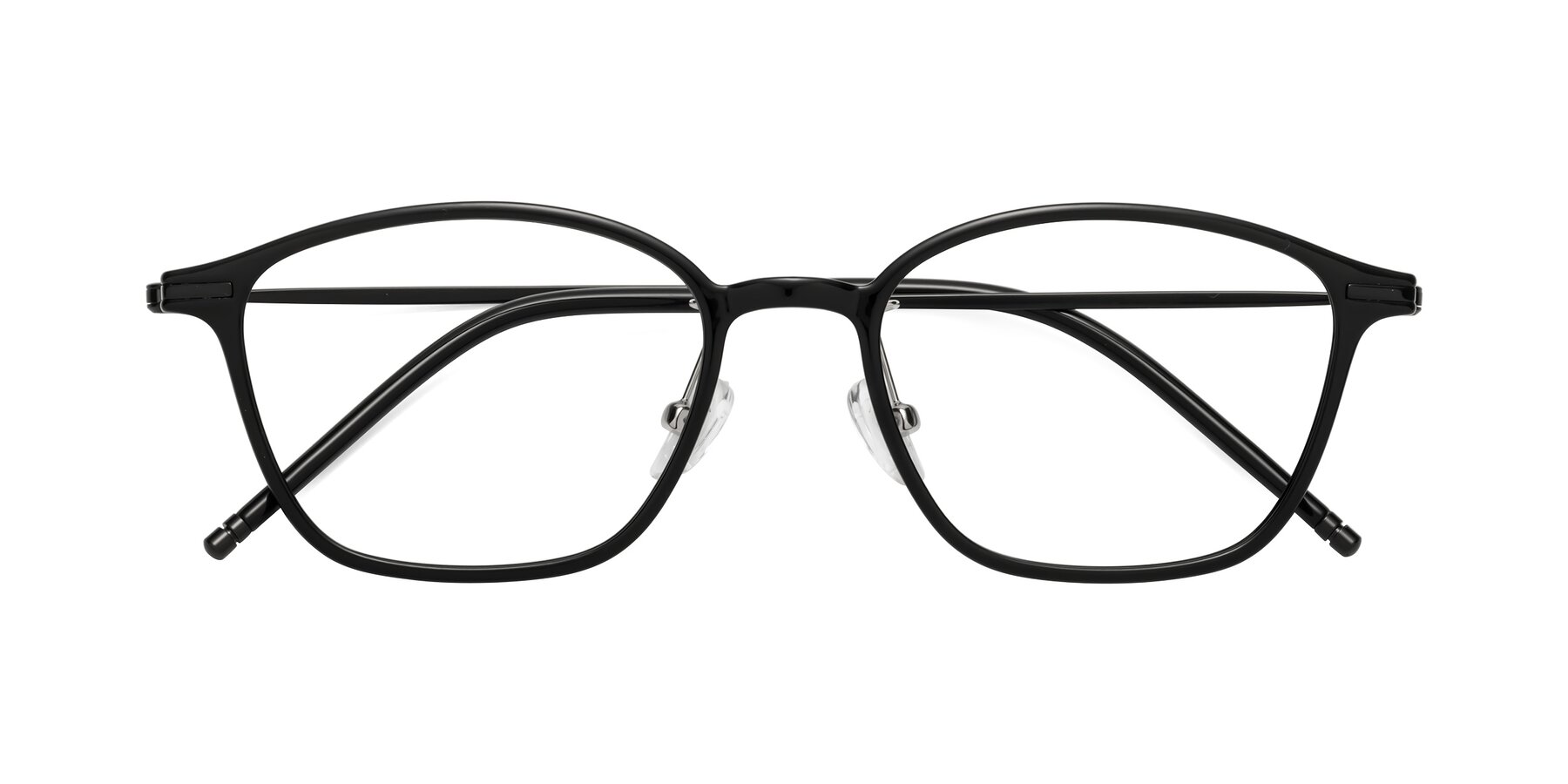 Folded Front of Cato in Black with Clear Reading Eyeglass Lenses