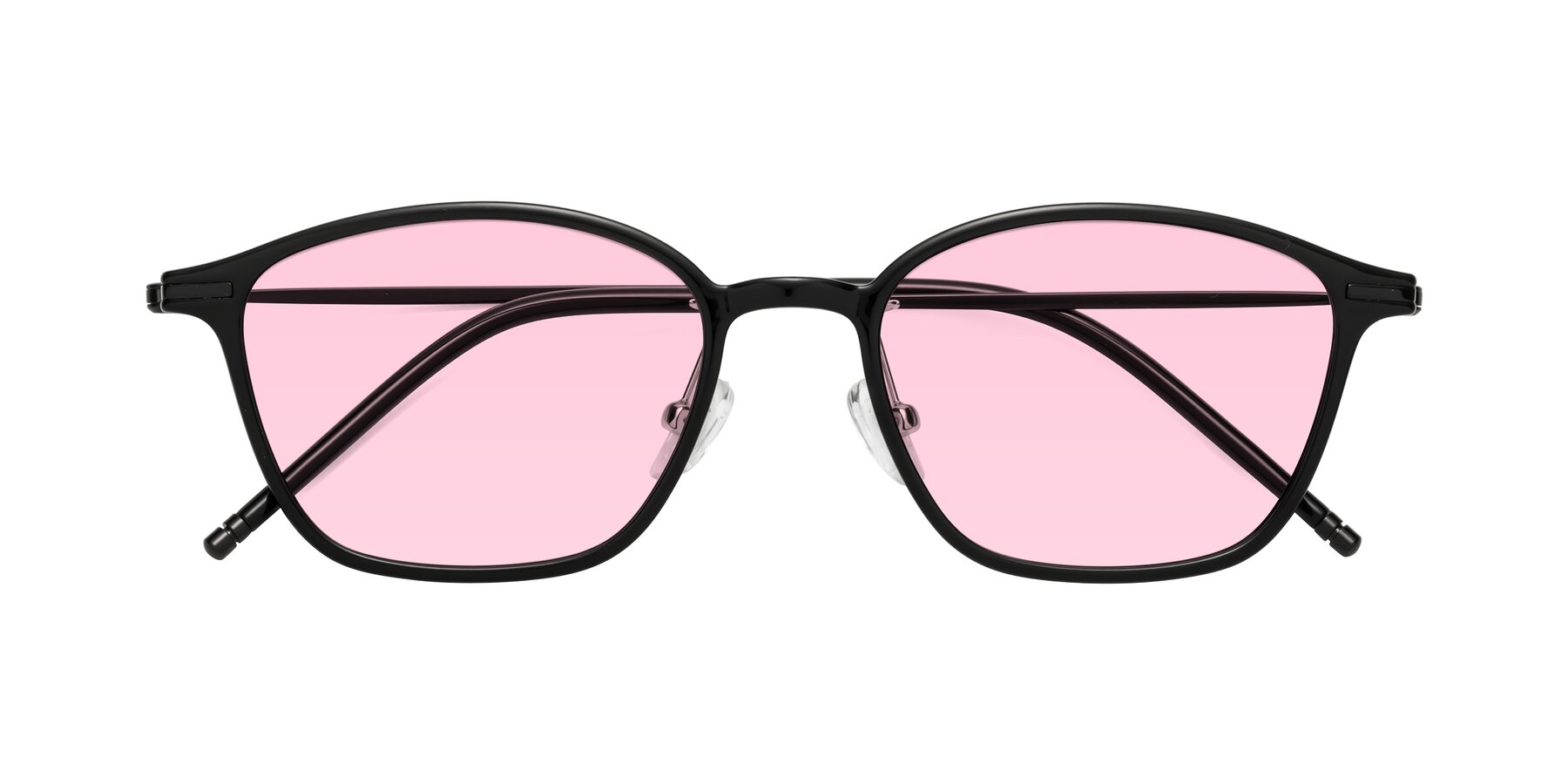 Folded Front of Cato in Black with Light Pink Tinted Lenses