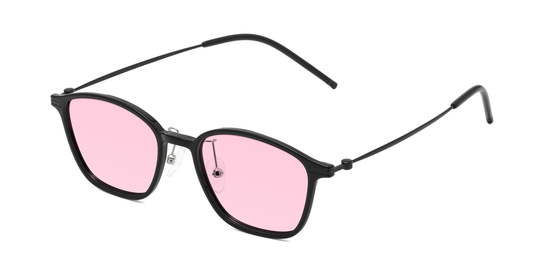 Angle of Cato in Black with Light Pink Tinted Lenses