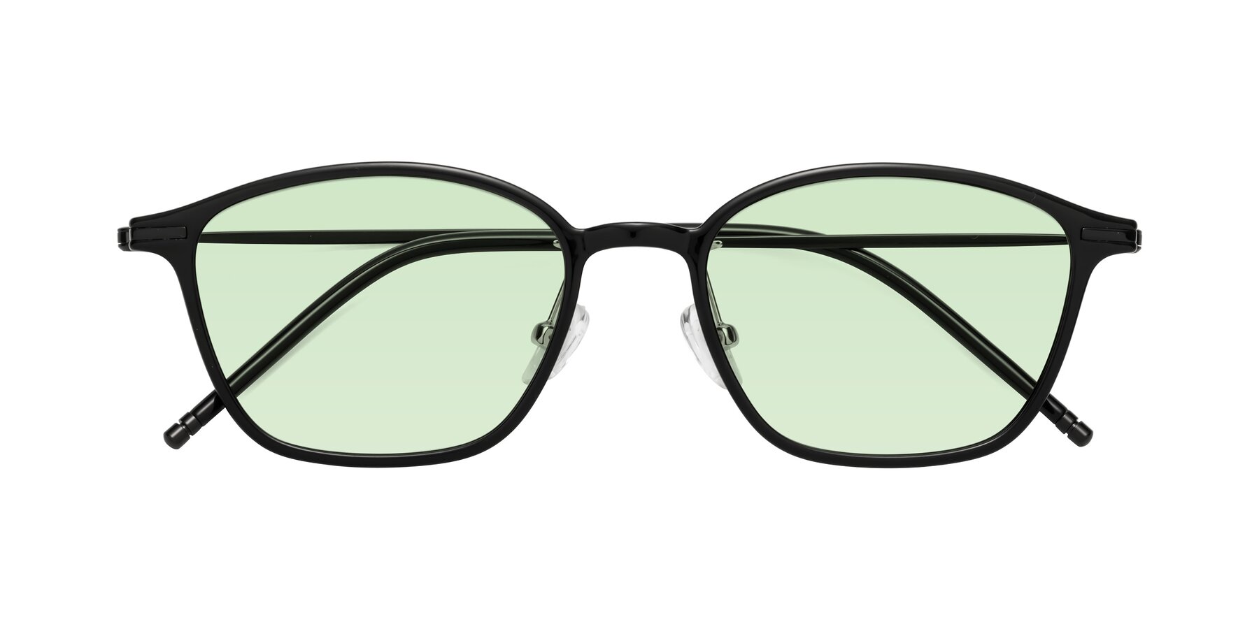 Folded Front of Cato in Black with Light Green Tinted Lenses