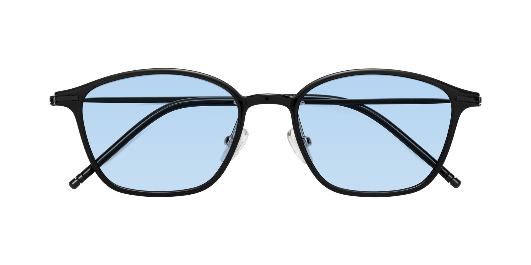 Folded Front of Cato in Black with Light Blue Tinted Lenses