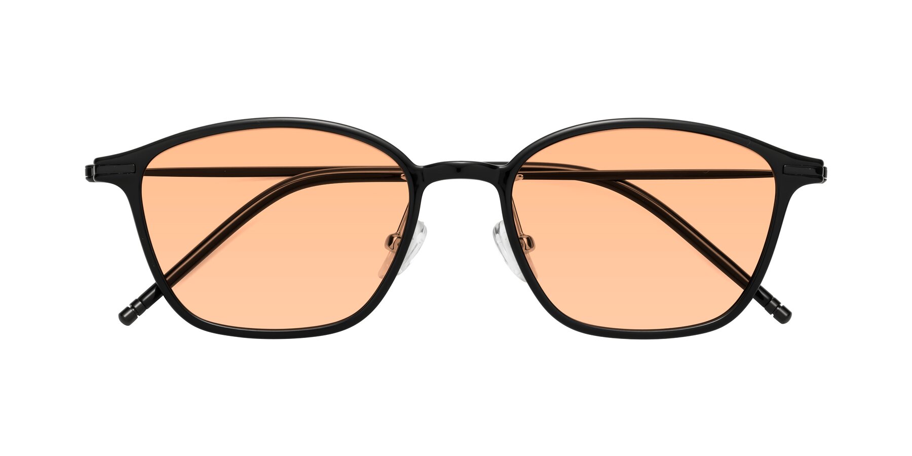 Folded Front of Cato in Black with Light Orange Tinted Lenses