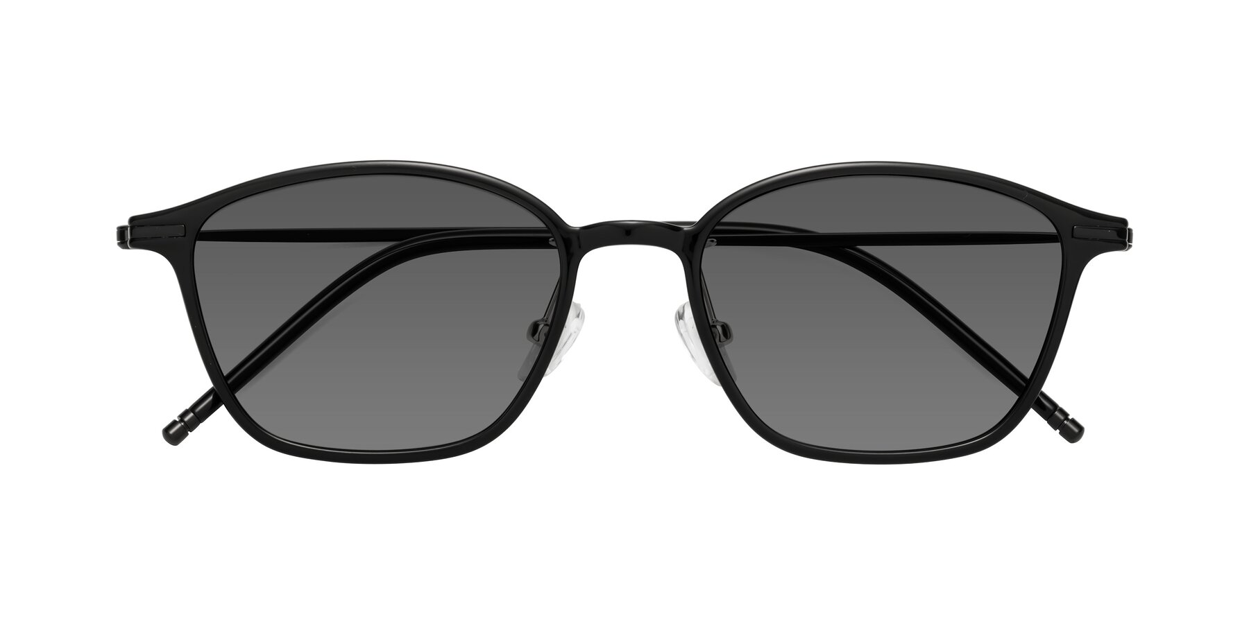 Folded Front of Cato in Black with Medium Gray Tinted Lenses