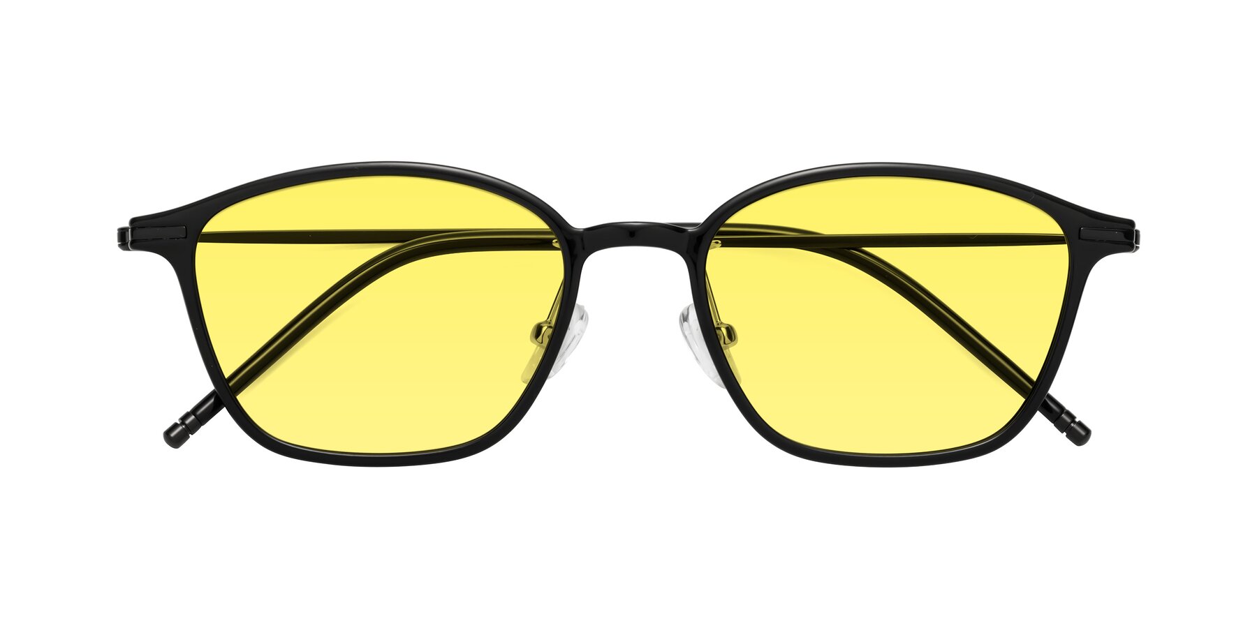 Folded Front of Cato in Black with Medium Yellow Tinted Lenses