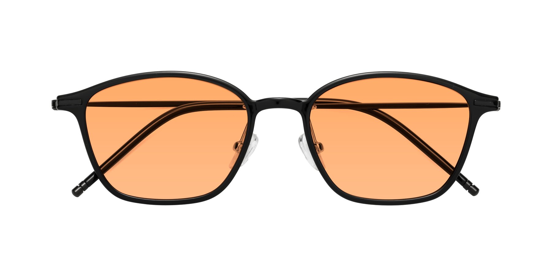 Folded Front of Cato in Black with Medium Orange Tinted Lenses