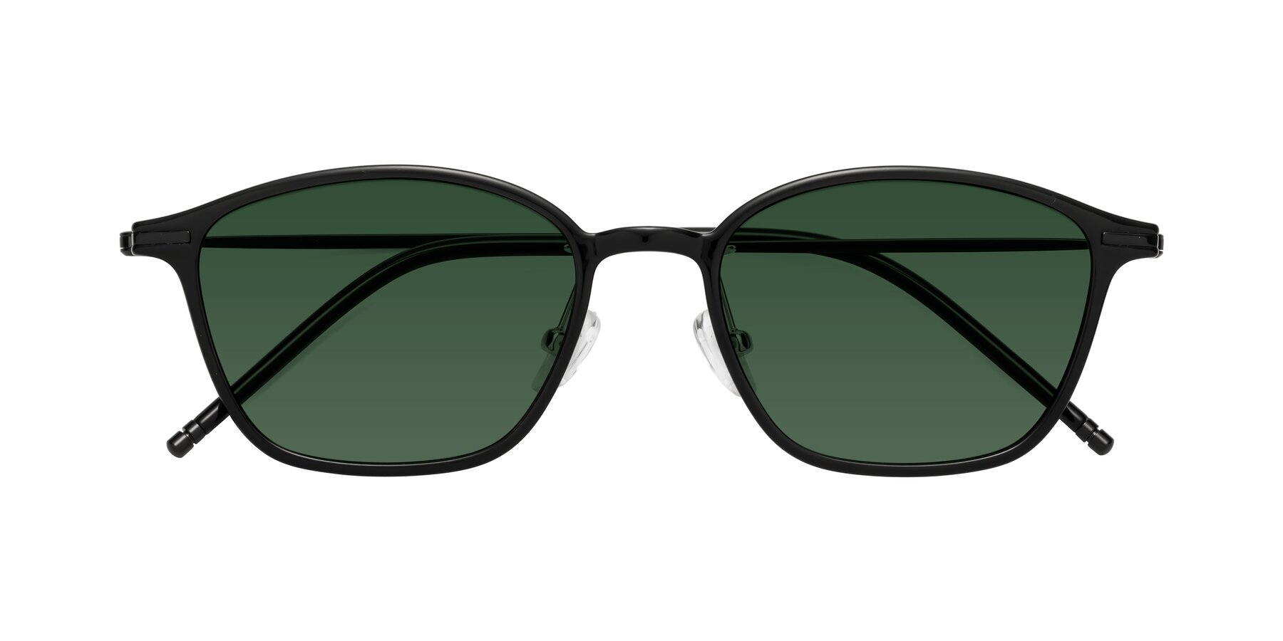 Folded Front of Cato in Black with Green Tinted Lenses