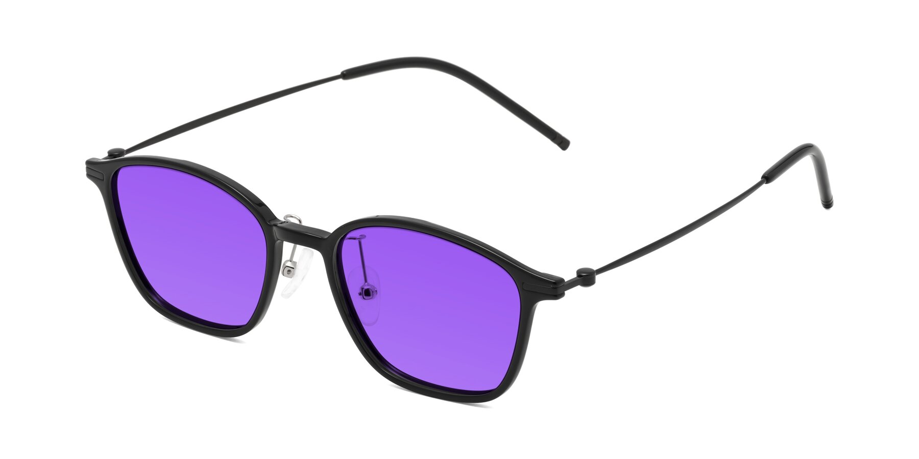 Angle of Cato in Black with Purple Tinted Lenses