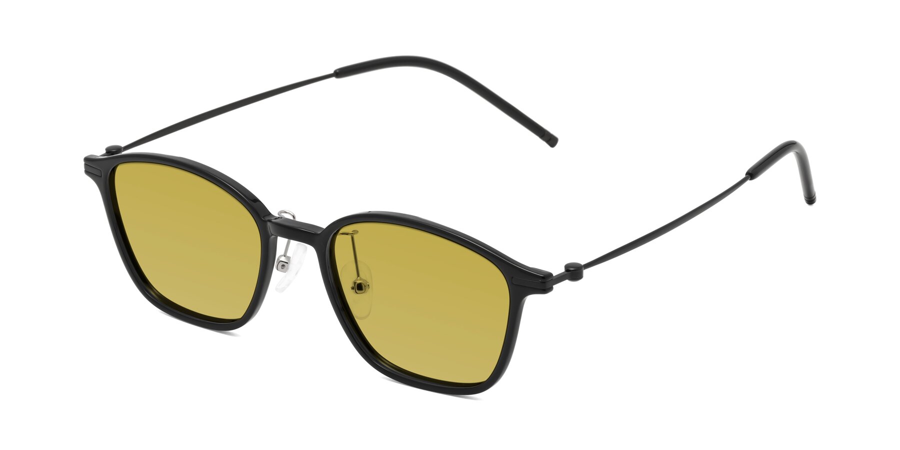 Angle of Cato in Black with Champagne Tinted Lenses