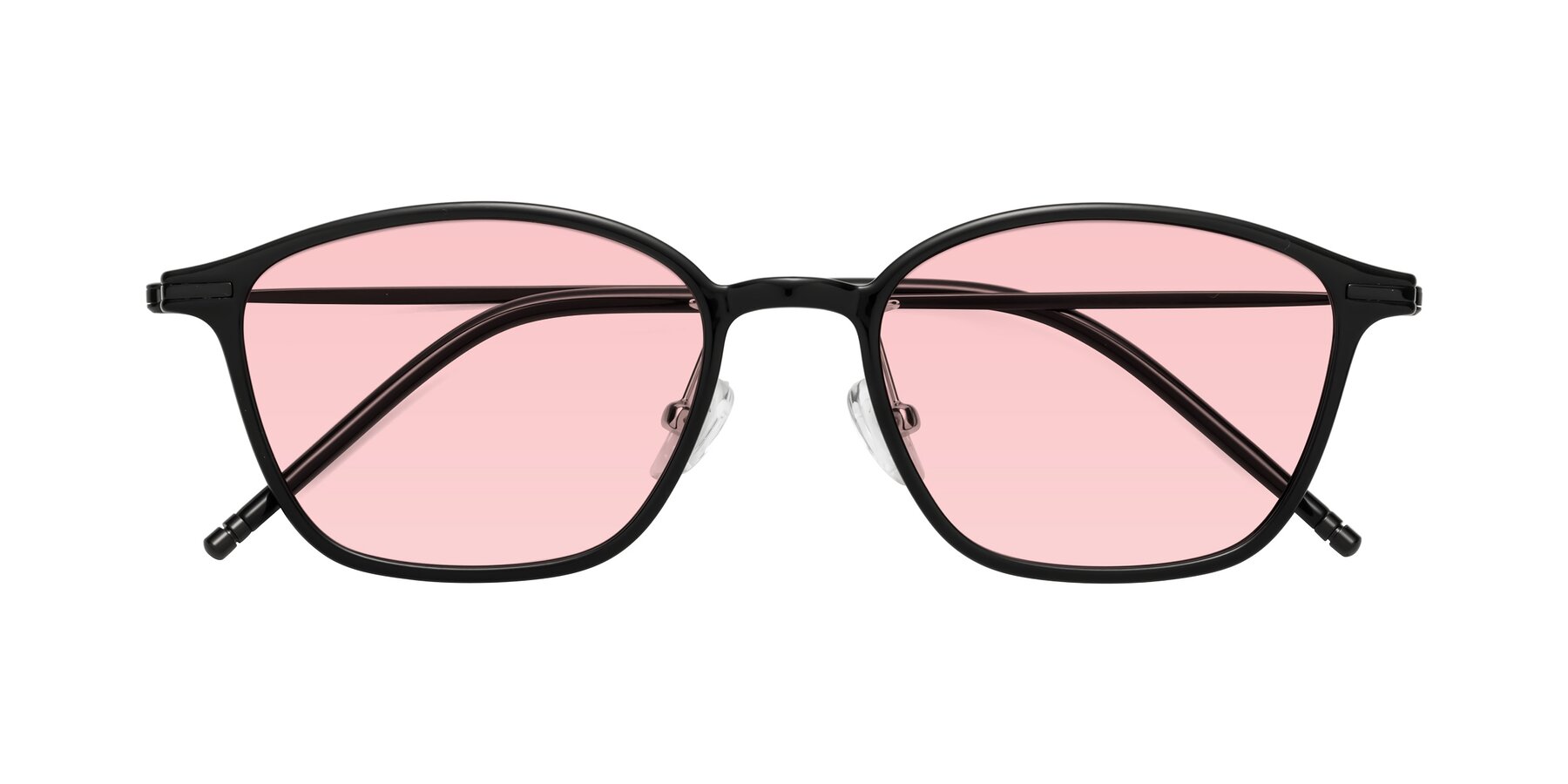 Folded Front of Cato in Black with Light Garnet Tinted Lenses