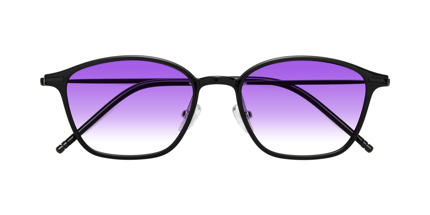 Folded Front of Cato in Black with Purple Gradient Lenses