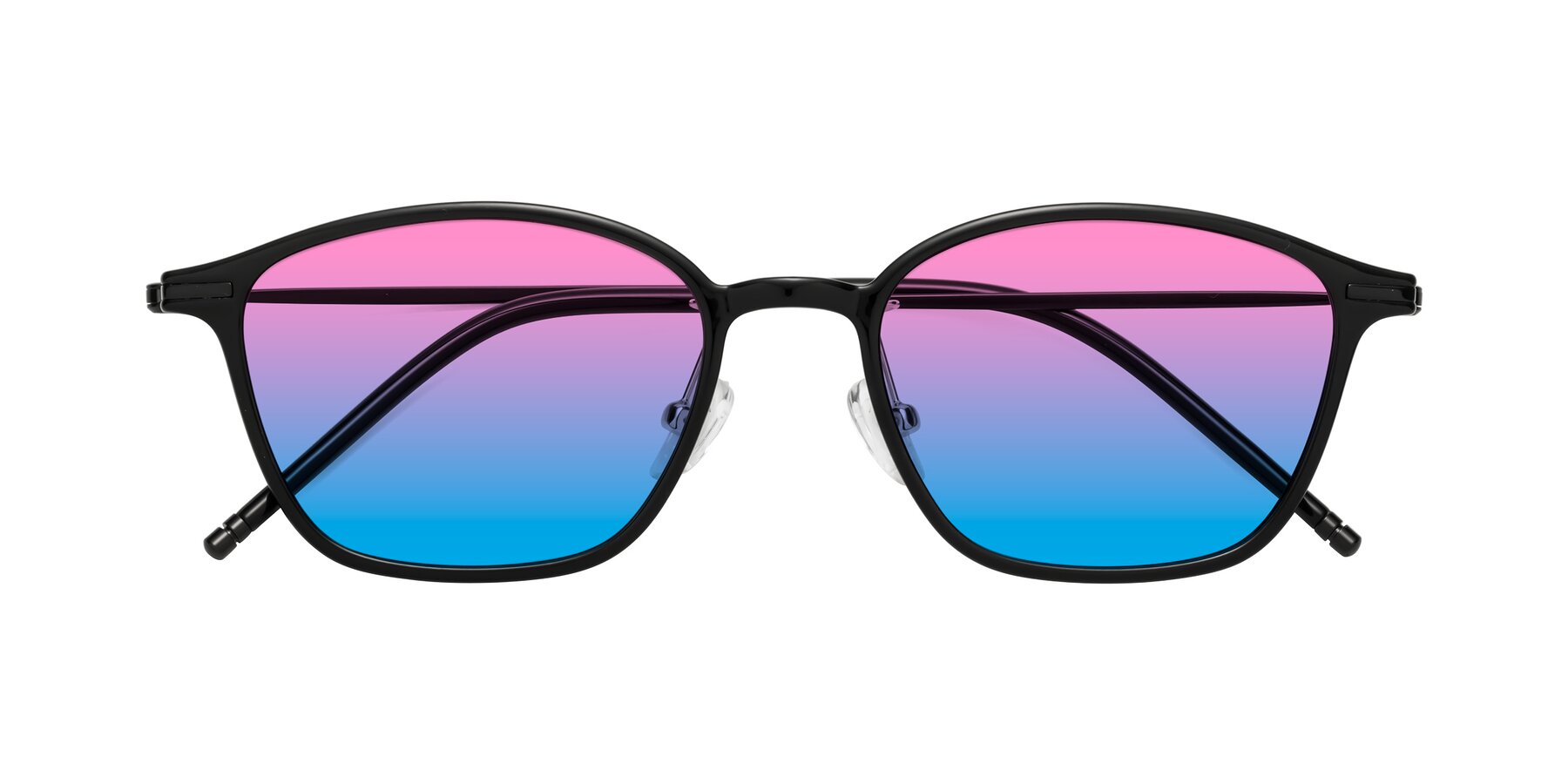 Folded Front of Cato in Black with Pink / Blue Gradient Lenses