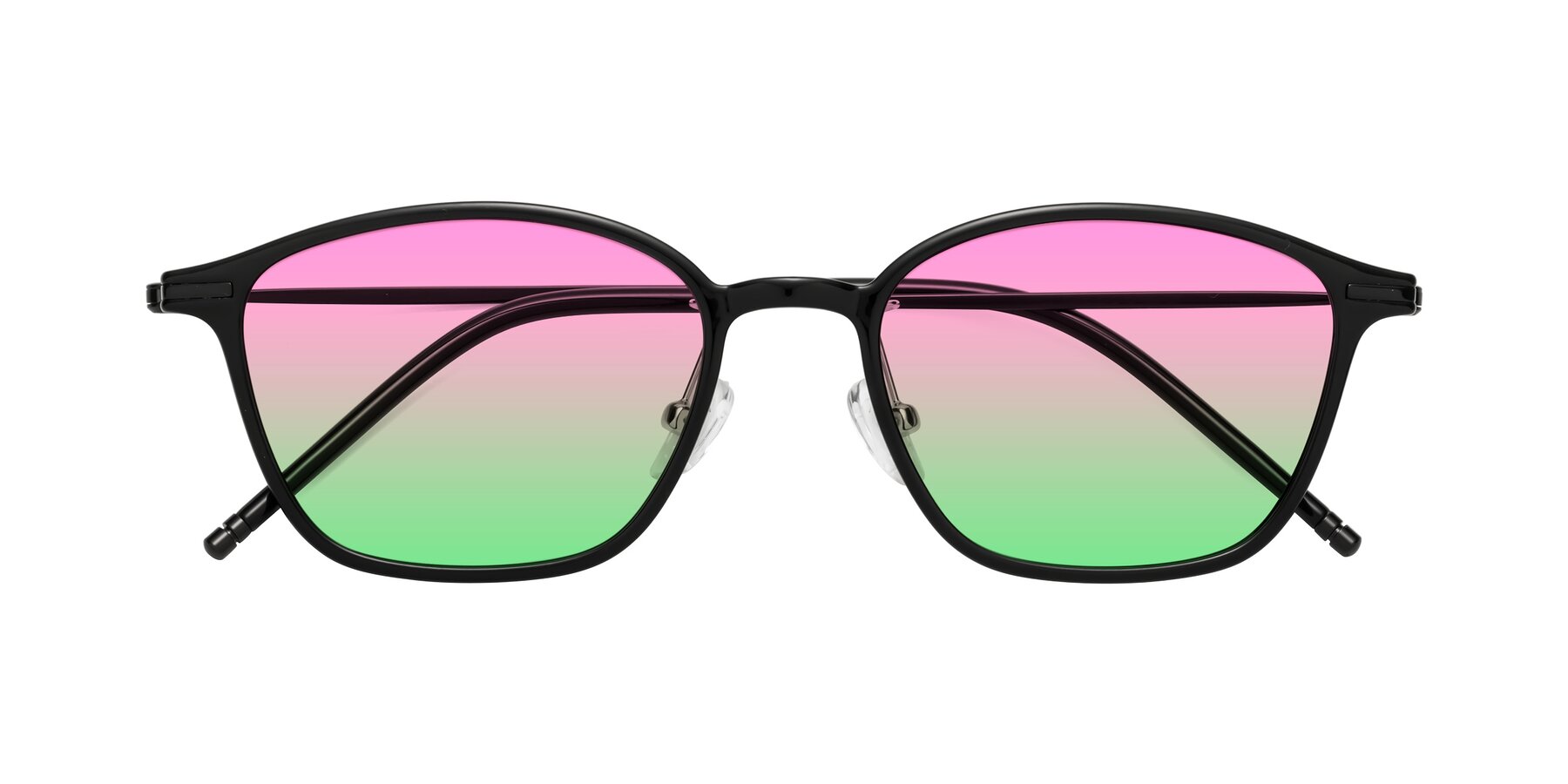 Folded Front of Cato in Black with Pink / Green Gradient Lenses