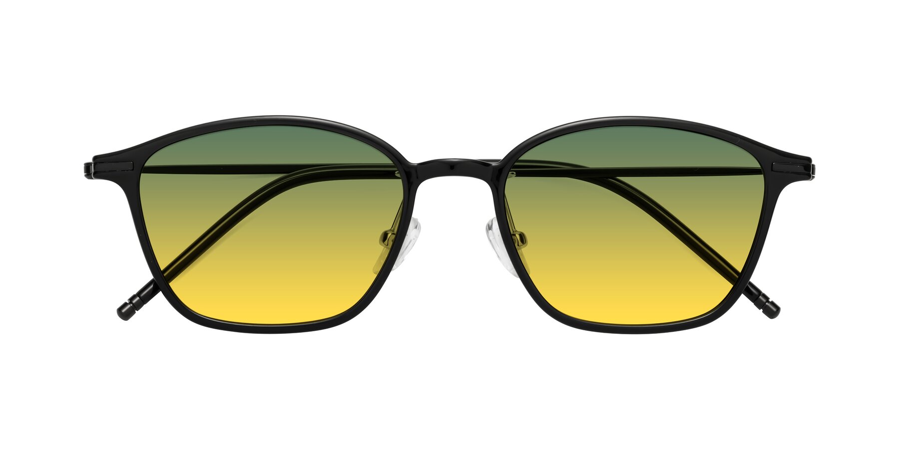 Folded Front of Cato in Black with Green / Yellow Gradient Lenses