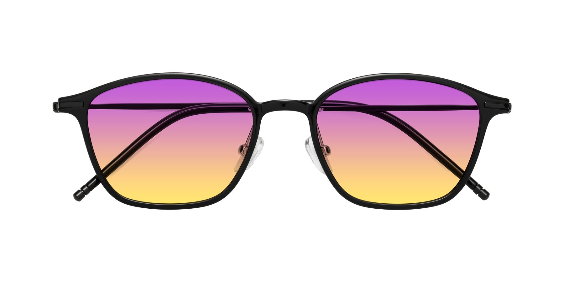Folded Front of Cato in Black with Purple / Yellow Gradient Lenses