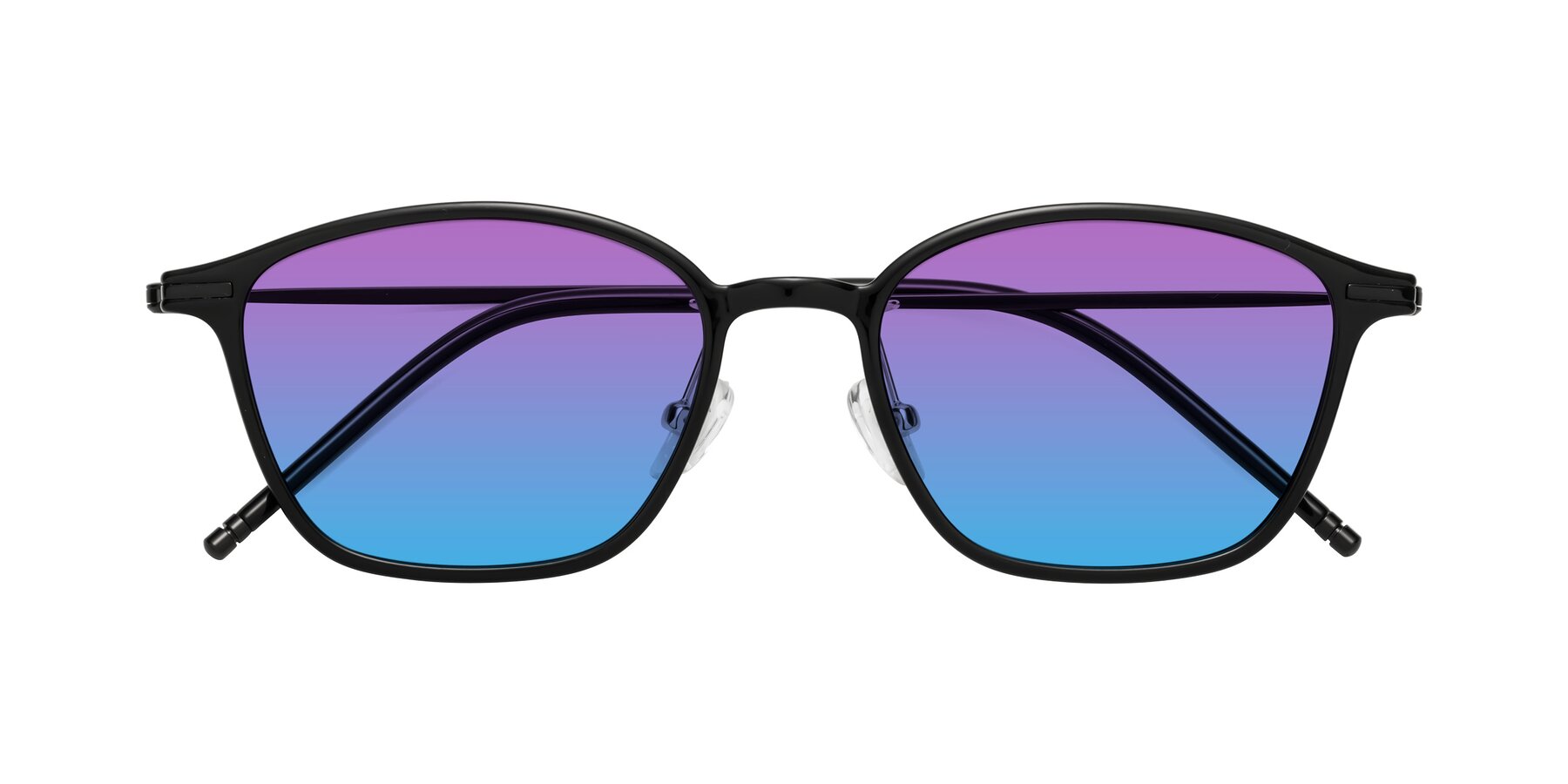 Folded Front of Cato in Black with Purple / Blue Gradient Lenses