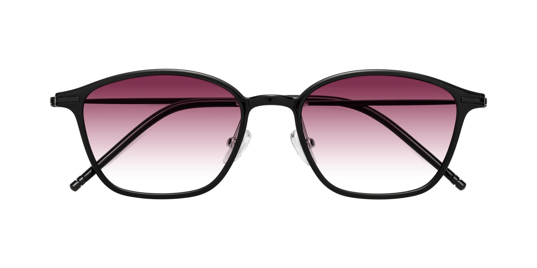 Folded Front of Cato in Black with Wine Gradient Lenses