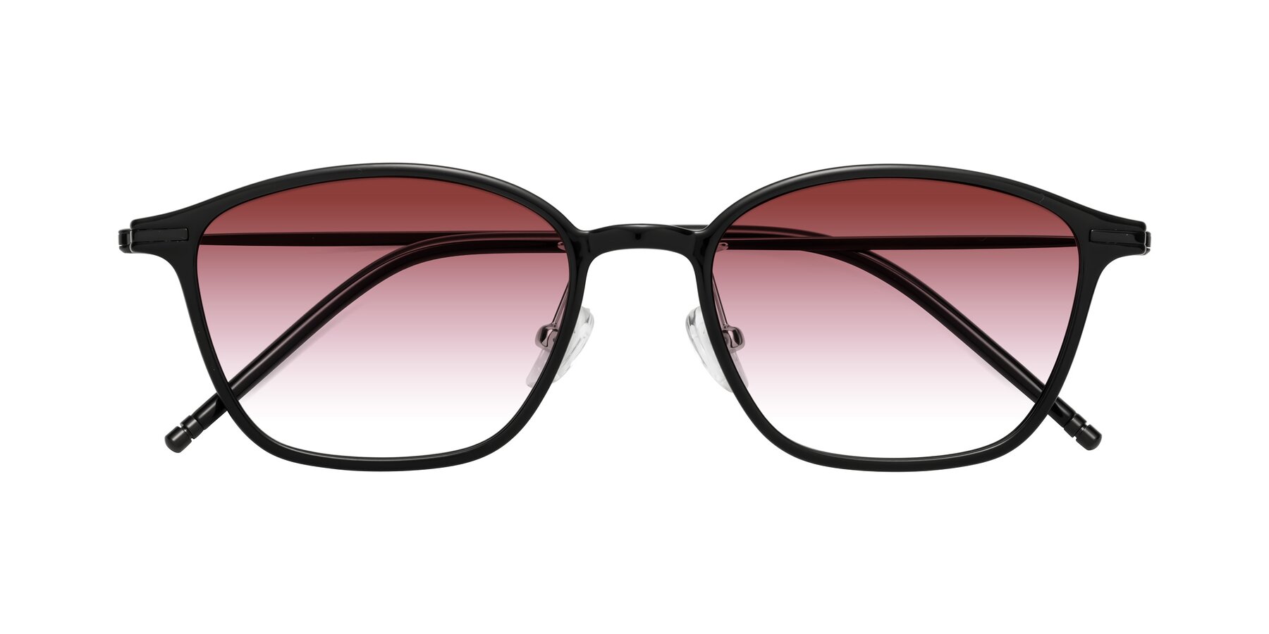 Folded Front of Cato in Black with Garnet Gradient Lenses