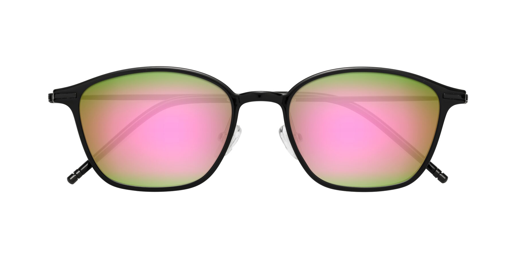 Folded Front of Cato in Black with Pink Mirrored Lenses