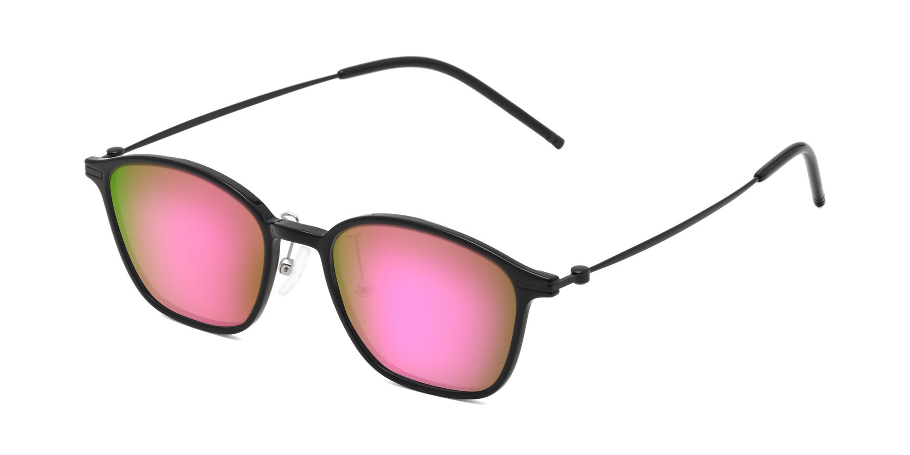 Angle of Cato in Black with Pink Mirrored Lenses